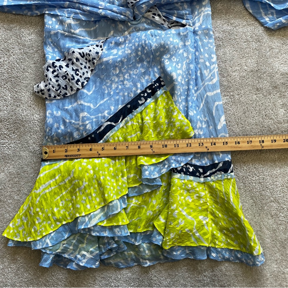 TANYA TAYLOR Bianka Ruffled Mix Print Dress Size 6 Feminine Flirty Date Party - Picture 10 of 12